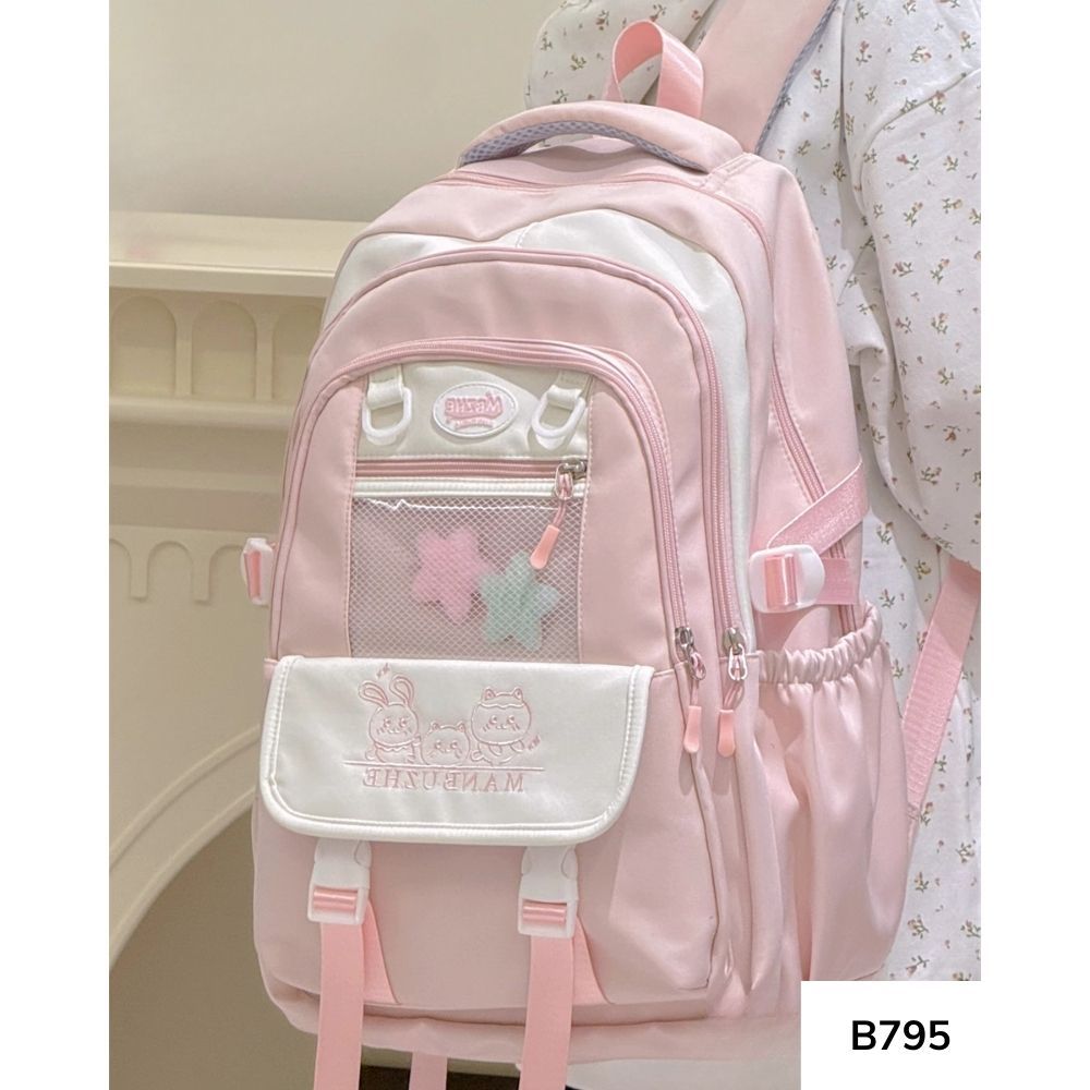 Balo đi học nữ nhiều ngăn phối màu pastel dễ thương phong cách Ulzzang cho học sinh B795 gagastore