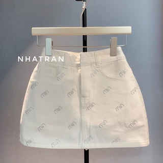 nhatran - Chân váy jean nữ phom ngắn chữ a chất Denim cotton dày mịn có lót bảo vệ ÉP ĐÁ
