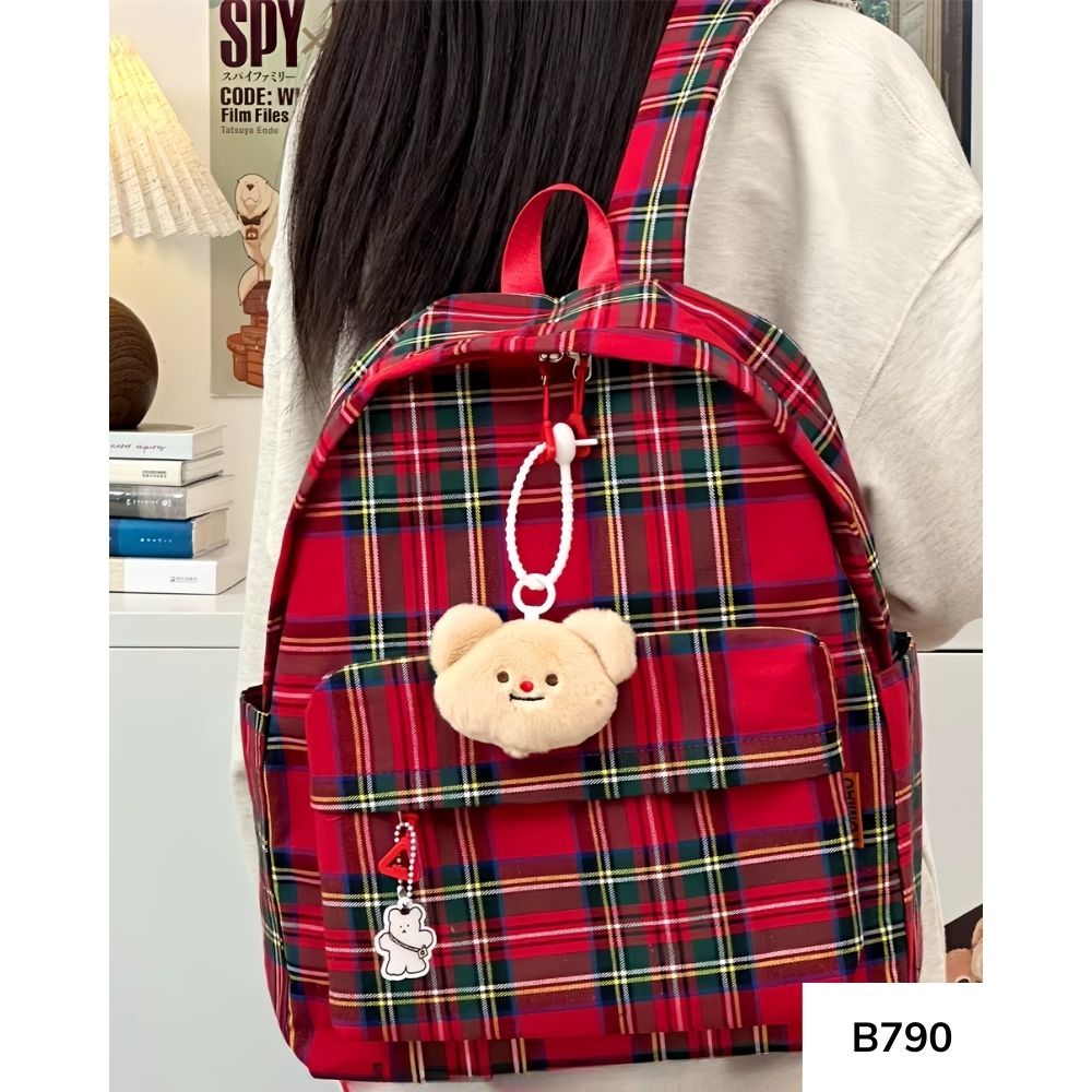 Balo thời trang Ulzzang Hàn Quốc họa tiết kẻ sọc caro phong cách Unisex cho học sinh B790 gagastore