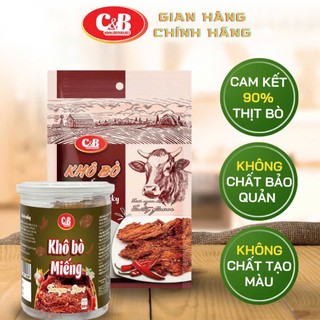 Khô Bò Miếng C&B món ăn vặt hàng đầu, thức ăn khô tiện lợi cho mọi nhà 50G 100G