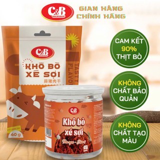 Khô Bò Xé Sợi C&B món ăn vặt hàng đầu, thức ăn khô tiện lợi cho mọi nhà GÓI 40G