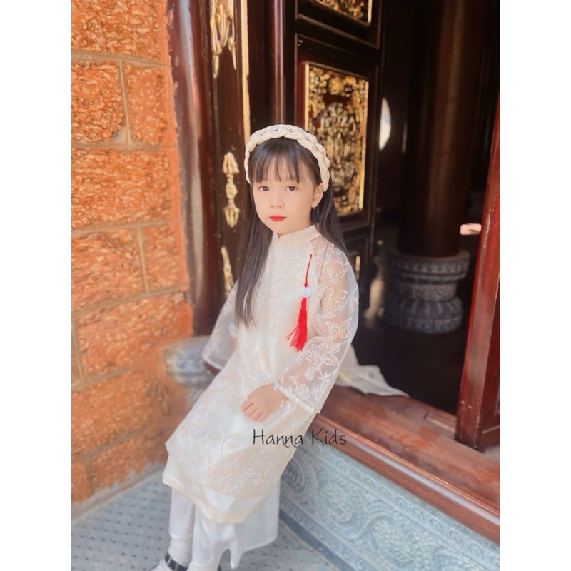 Áo Dài Tơ 2 Lớp Lót Lụa Cho Bé Gái 1-10 Tuổi Liena'S Closet