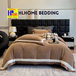 Bộ chăn ga nỉ nhung cao cấp Vân sóng siêu mịn dày dặn sét vỏ chăn ga gối tiêu chuẩn, hàng có sẵn HL01 — ảnh 1