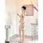Đầm body hoa thun lưới xếp nhún dài tay tone màu ngọt ngào A2510