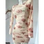 Đầm body hoa thun lưới xếp nhún dài tay tone màu ngọt ngào A2510