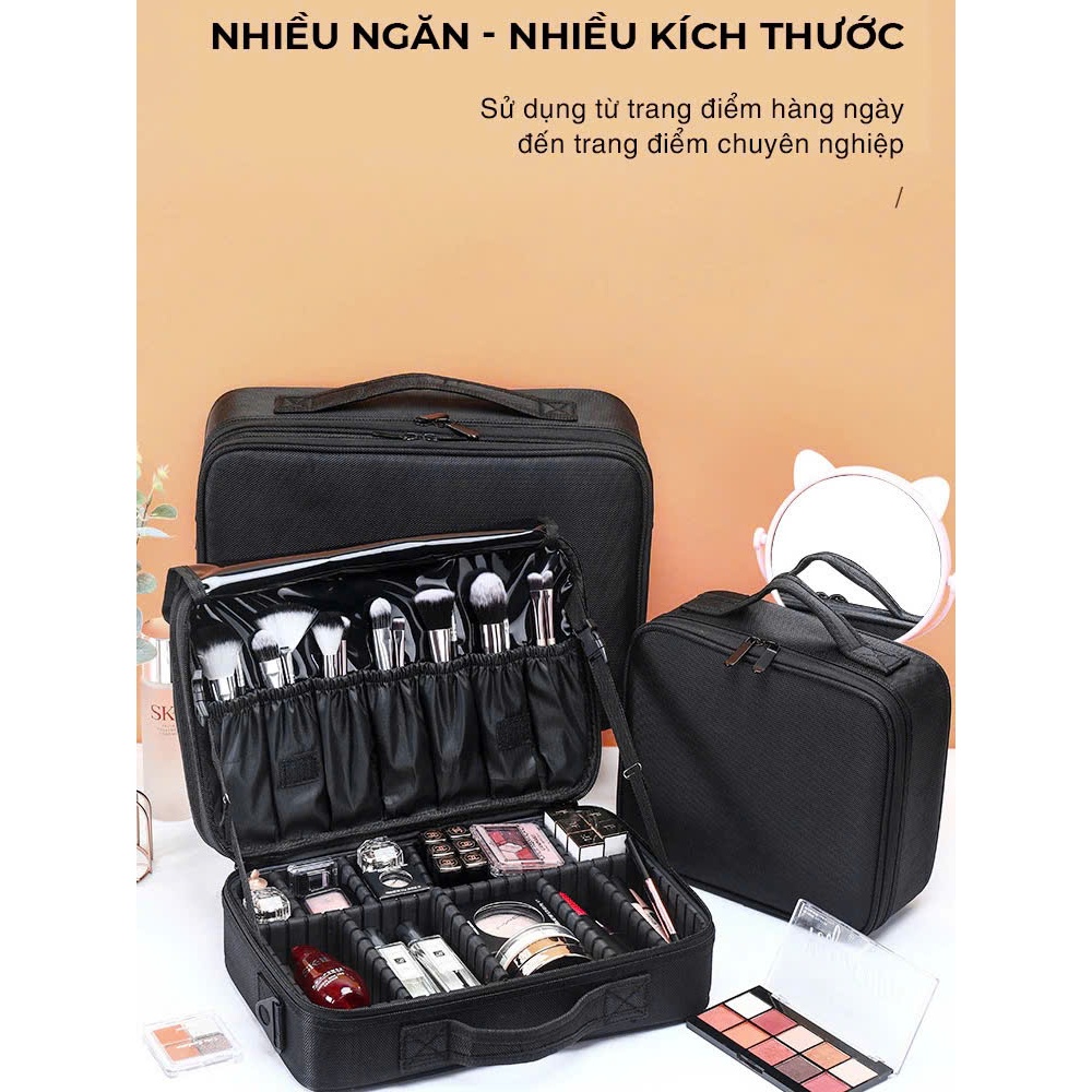 Cốp vải đựng đồ makeup đồ nail size to. Cốp vải có dây đeo đựng đồ makeup chuyên nghiệp size đại MS 0007 [ TIME MAKE UP]