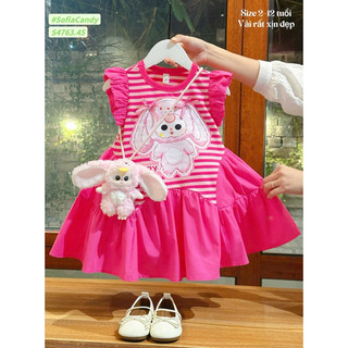 💯💯Hè 2026💯💯 Đầm Baby three Hồng sen dáng xoè, tay tiên siêu đẹp cho bé gái 13-45kg