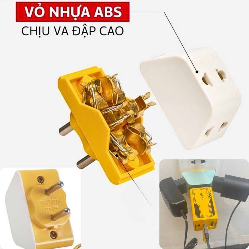 Ổ chia đa năng Sopoka x4 chính hãng lõi đồng chất liệu nhựa cao cấp chịu nhiệt chống cháy nổ