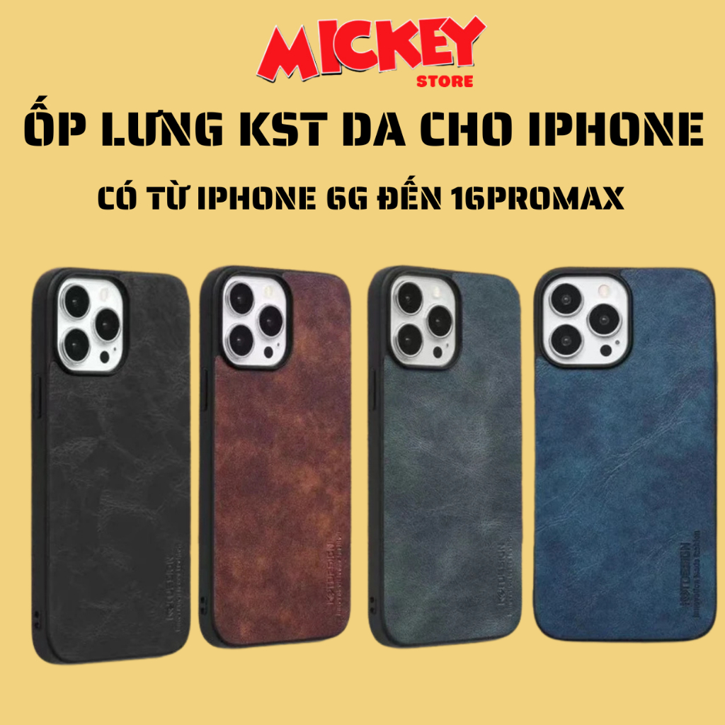 Ốp lưng da cao cấp KST Design IPhone 11 12 13 14 15 16promax pro plus/6g 7g 8g/6,7,8 plus x xr xsm