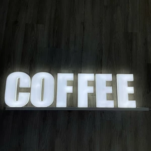 Chữ Quảng cáo Coffee không cần nối dây điện, mặt và cạnh đều phát sáng