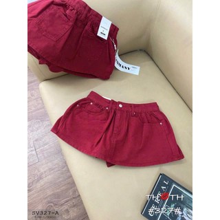 Chân Váy Jean Ngắn Nữ Có Lót Màu Đỏ Trơn Basic Lưng Cạp Cao Dáng Ngắn QCCC Cao Cấp