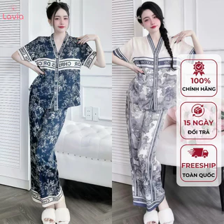 Bộ Pijama Lụa Latin Cao Cấp Sang Chảnh Lavia Chất Lụa Latin Hàng Loại 1 Siêu Mềm Mát Không Nhăn Áo Cộc Quần Dài P6