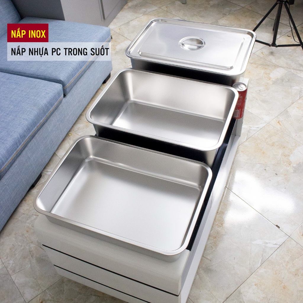 Khay inox 50 x 35 cao 7/10/15/20cm có nắp đậy | Shopee Việt Nam