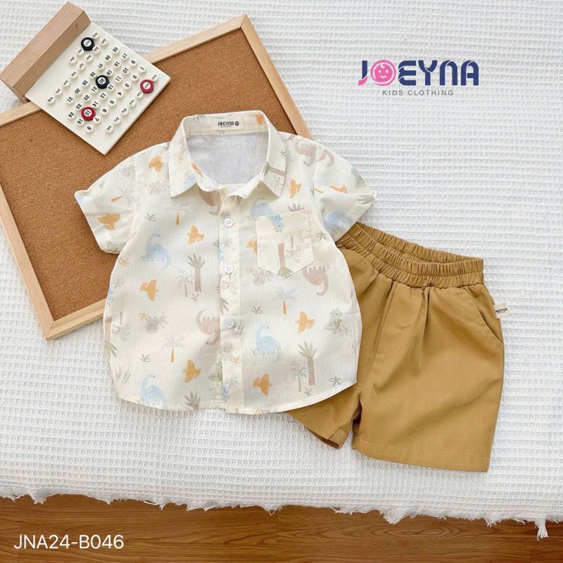 Set sơ mi côc Joeyna B046 hoạ tiết núi rừng siêu xinh cho bé