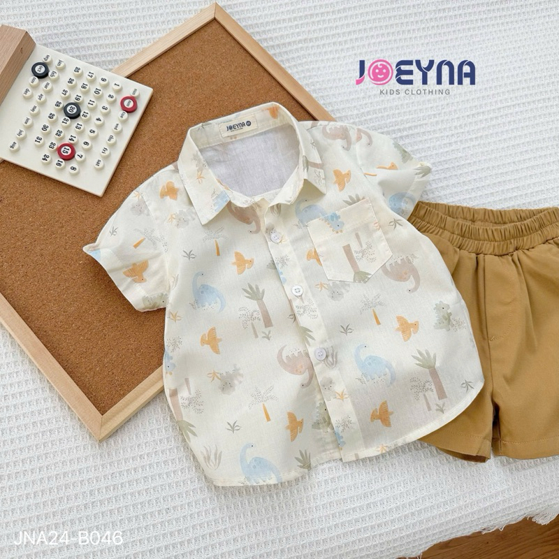 Set sơ mi côc Joeyna B046 hoạ tiết núi rừng siêu xinh cho bé