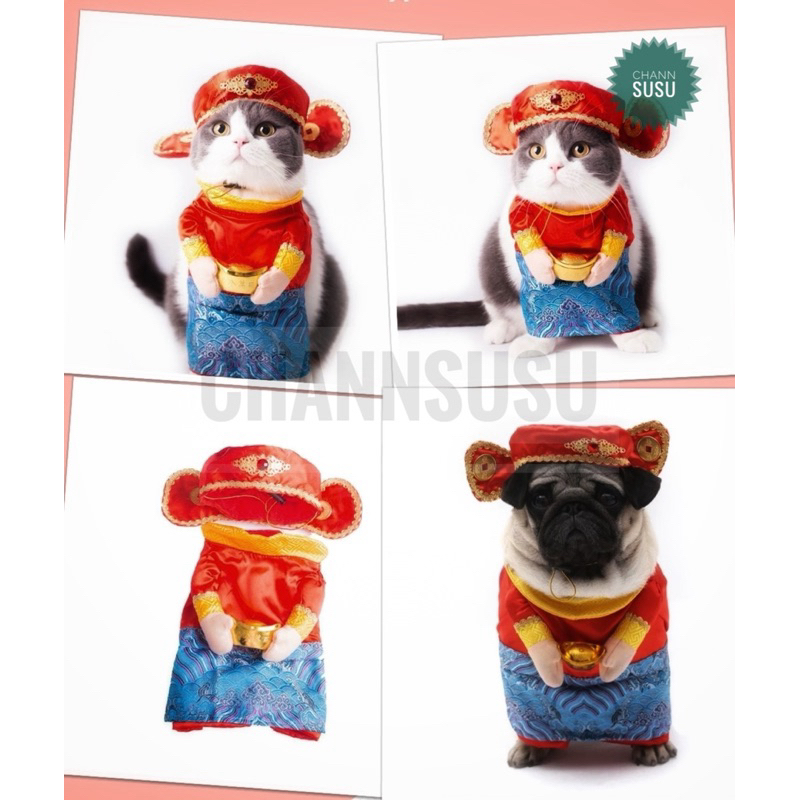 QUẦN ÁO CHÓ MÈO - Hàng sẵn - Áo cho chó mèo Tết Cosplay bộ Thần tài ...