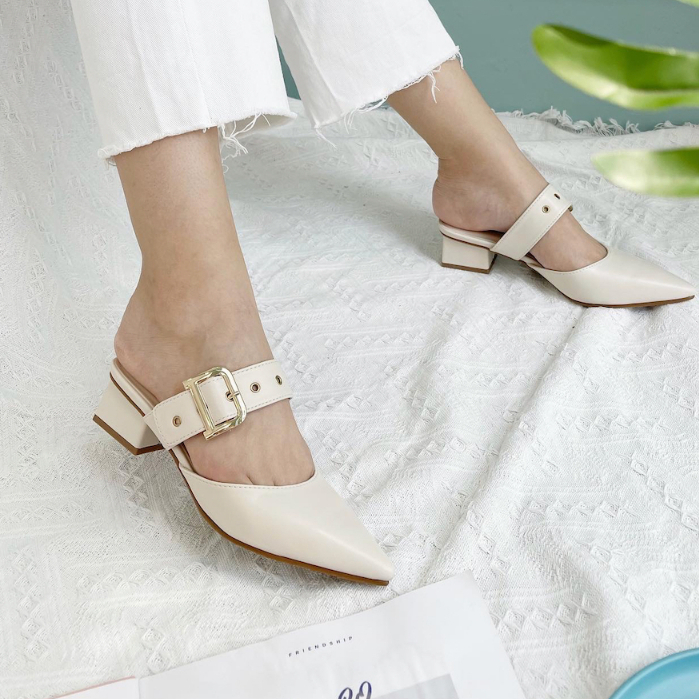 Giày guốc sục nữ MYSS mũi nhọn cài khoen 5 cm thời trang - SU130
