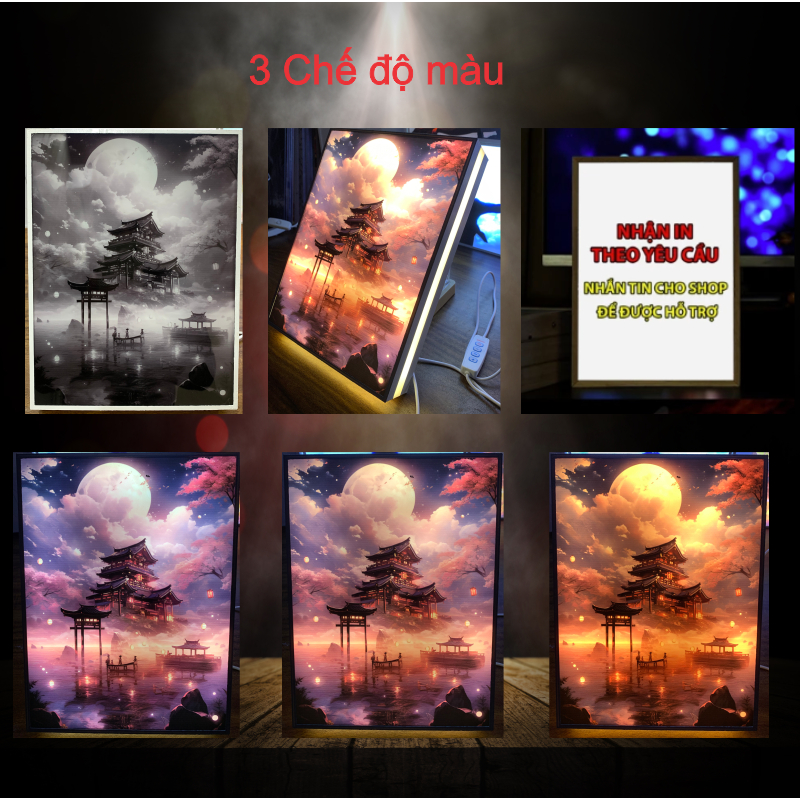 Tranh đèn led 3D đổi màu 3 chế độ Phong cảnh - Tranh đèn led 3D trang trí bàn làm việc, đèn ngủ