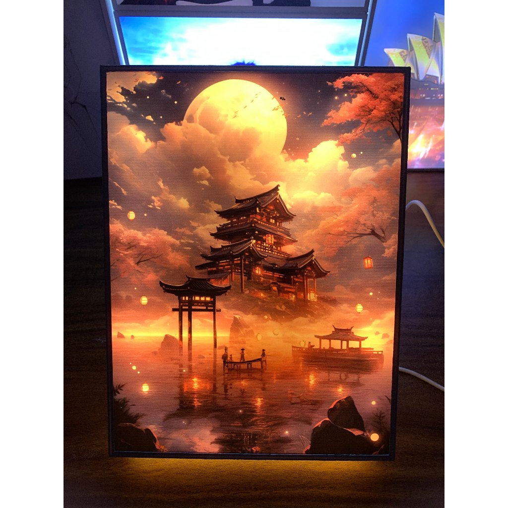 Tranh đèn led 3D đổi màu 3 chế độ Phong cảnh - Tranh đèn led 3D trang trí bàn làm việc, đèn ngủ