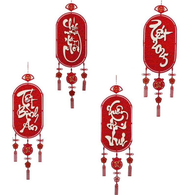 Khánh liễng treo trang trí Tết-Khung dạ bầu dục màu đỏ