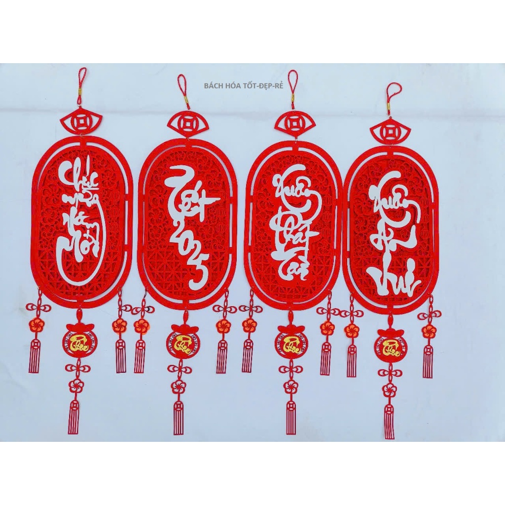 Khánh liễng treo trang trí Tết-Khung dạ bầu dục màu đỏ