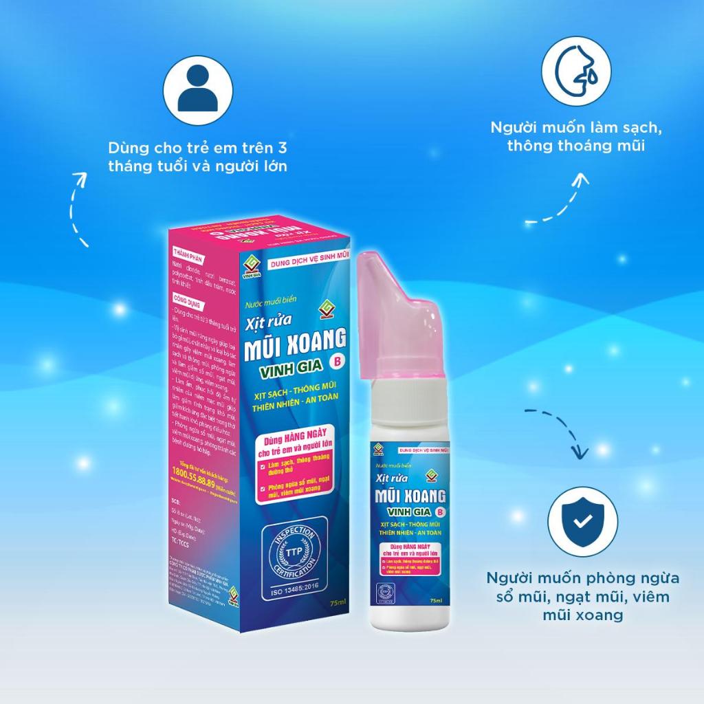 Ảnh Xịt Rửa Mũi Vinh Gia B Với Tinh Dầu Tràm Giảm Dị Ứng, Nghẹt Mũi Cho Bé & Người Lớn (75ml/ hộp) 4