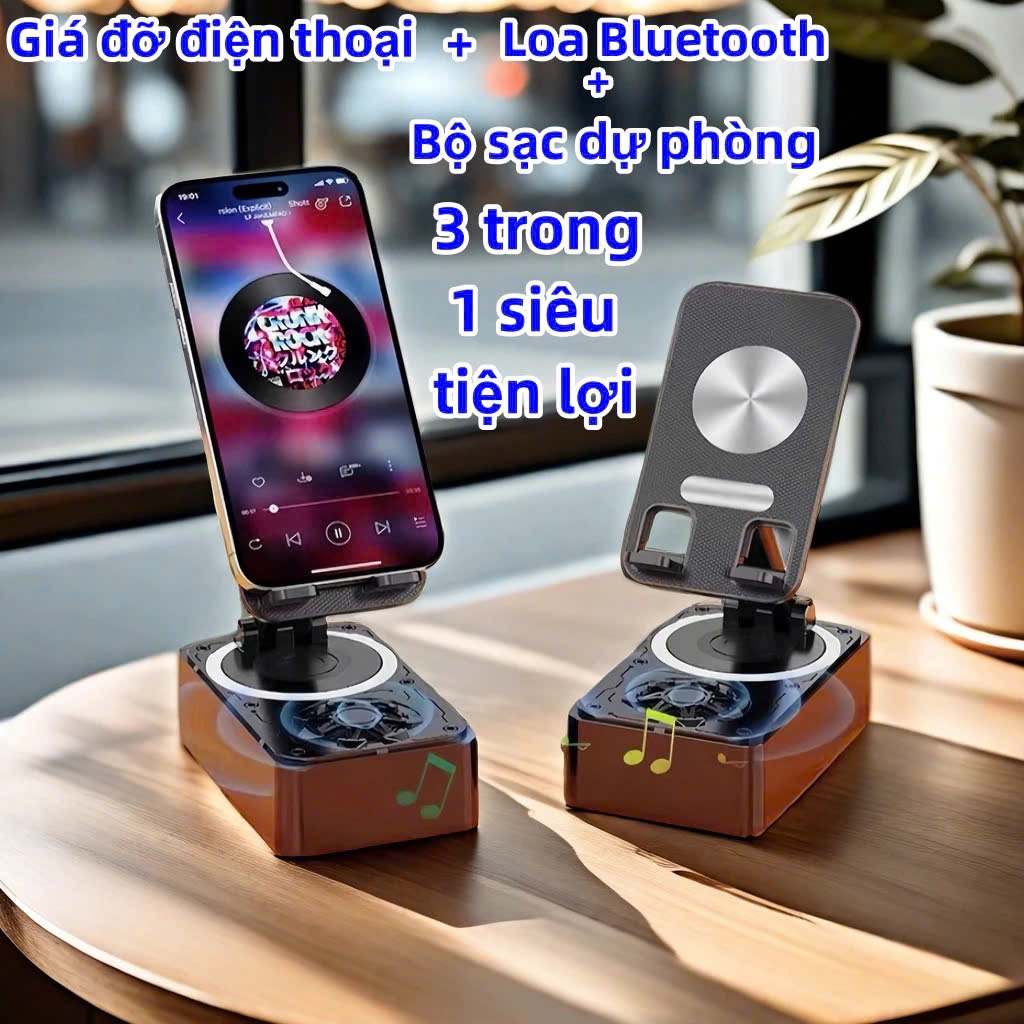 Loa Bluetooth K1 Loa 3 Trong 1 Tích Hợp Sạc Dự Phòng , Làm Loa Phát Nhạc, Giá Đỡ Điện Thoại Chống Trượt Có Thể Gập Lại