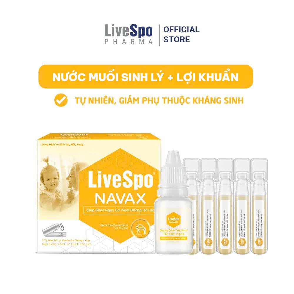 [Quà Tặng] Nhỏ mũi, họng cho trẻ em giúp giảm nghẹt mũi, viêm mũi LiveSpo Navax sơ sinh - Hộp 5 ống