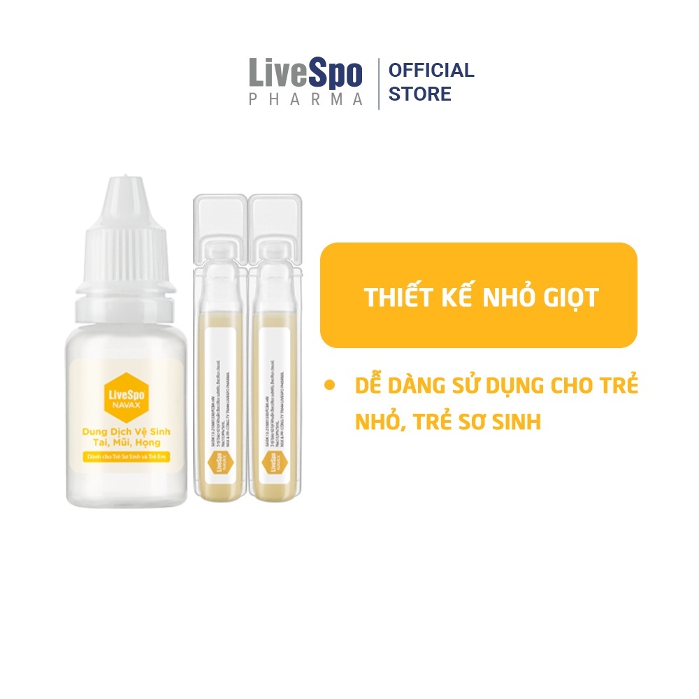 [Quà Tặng] Nhỏ mũi, họng cho trẻ em giúp giảm nghẹt mũi, viêm mũi LiveSpo Navax sơ sinh - Hộp 5 ống
