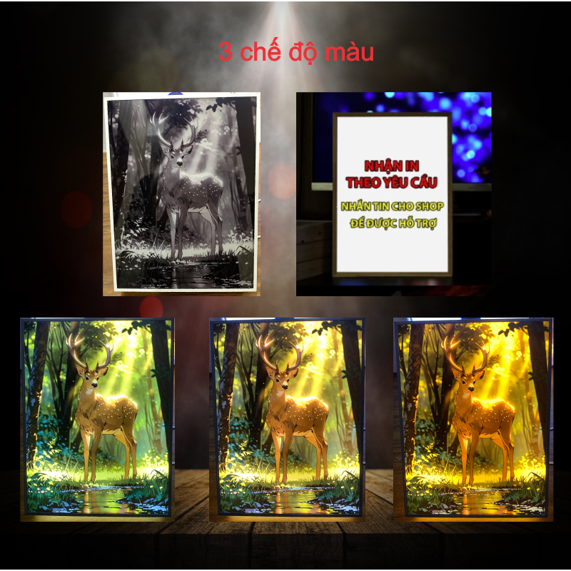 Tranh đèn led 3D đổi màu 3 chế độ - Tranh đèn led 3D trang trí bàn làm việc, đèn ngủ