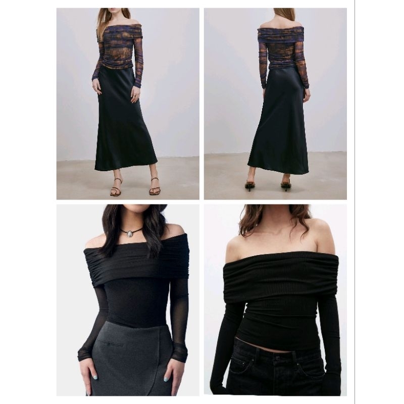 (BomoHouse) Áo trễ vai thun lưới OpenEdit* bigsize - dư xịn