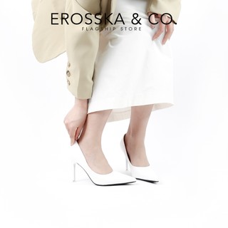 Erosska - Giày cao gót nữ mũi nhọn kiểu dáng cơ bản thanh lịch cao 9cm màu trắng - EP010