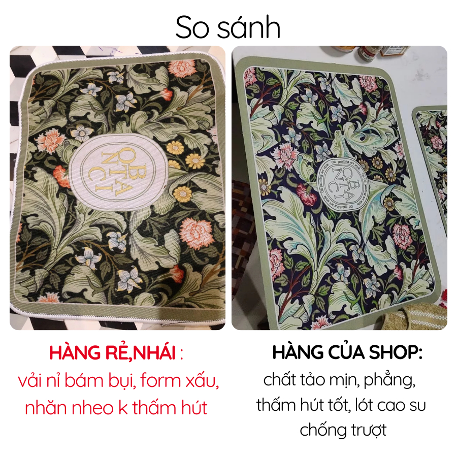 [HÀNG LOẠI 1] Thảm Trải Sàn Nhà Bếp Thấm Hút Nước Vải Tảo Cát,Thảm Chùi Chân Lót Cao Su Chống Trơn