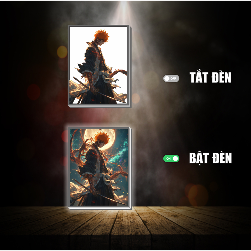 Tranh đèn led 3D đổi màu Bleach - Tranh đèn led 3D  trang trí bàn làm việc, đèn ngủ