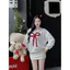 Áo Sweater Gắn Nơ Nổi Form Boxy Nữ - Áo Nỉ Thu Đông Phong Cách Hàn Quốc