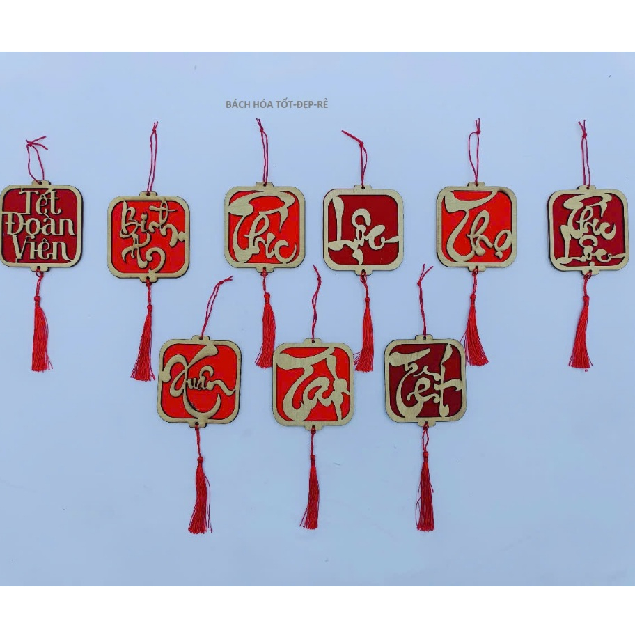 TAG Khánh Liễn Gỗ Mix Vải Dạ Treo Trang Trí Tết