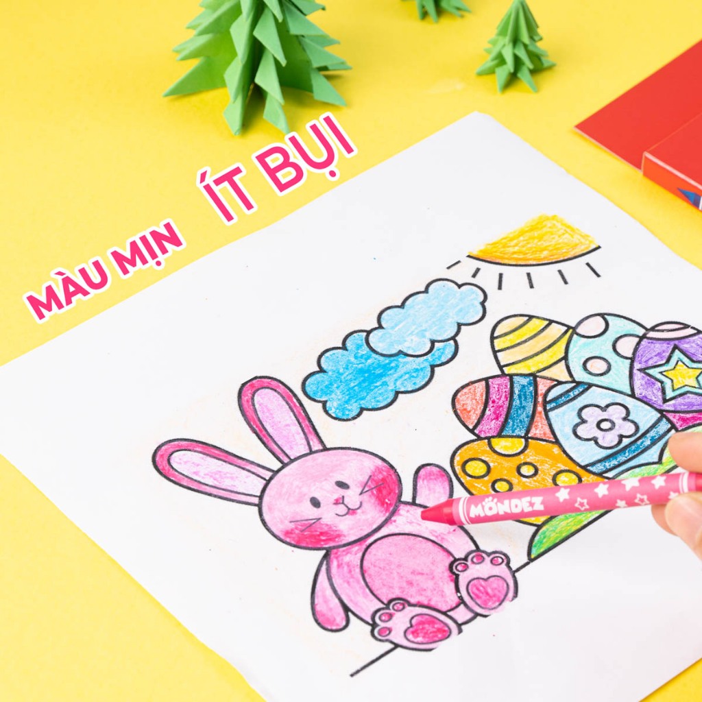 Hộp Sáp 12 Màu MONDEZ Màu Sắc Nét, Nét Mịn Màng, Không Bị Phai, Bong Tróc Theo Thời Gian Phù Hợp Cho Bé M50004