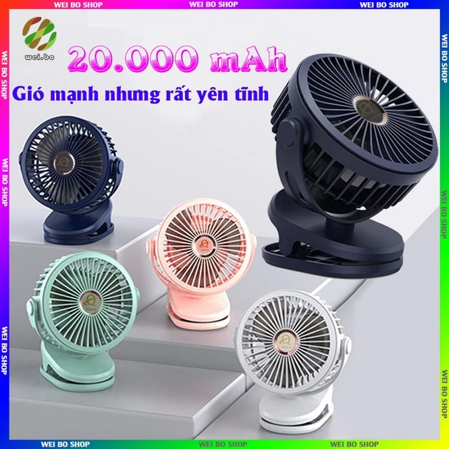 Quạt mini sạc điện 15000/30000 mAh Quạt động cơ không chổi than Quạt kẹp bàn có thể sạc lại Quạt sạc tích điện Gió mạnh