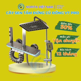 Sen Cây Tắm Đứng Nóng Lạnh V7 Pro  Phím Đàn  Led Hiển Thị Nhiệt Độ Nước Và Thời Gian Tắm, Củ Sen Lõi Đồng