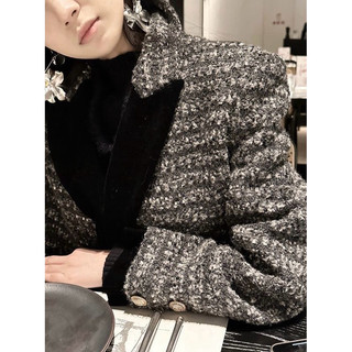 Áo khoác dạ tweet dệt kim phong cách Hàn Quốc dày dặn bling bling khí chất cao cấp