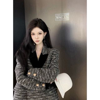 Áo khoác dạ tweet dệt kim phong cách Hàn Quốc dày dặn bling bling khí chất cao cấp