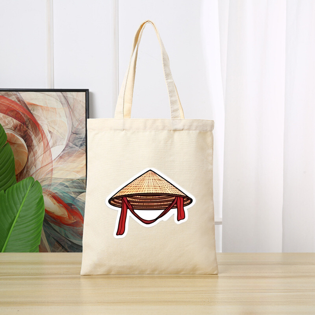 [Bộ Sưu Tập Nét Việt] Túi Tote vải canvas 2 màu đen trắng in Việt Nam đặc trưng thời trang đựng đồ LAPTOP totb023