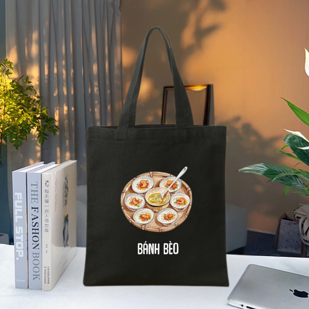 [Bộ Sưu Tập Nét Việt] Túi Tote vải canvas 2 màu đen trắng in Việt Nam đặc trưng thời trang đựng đồ LAPTOP totb023