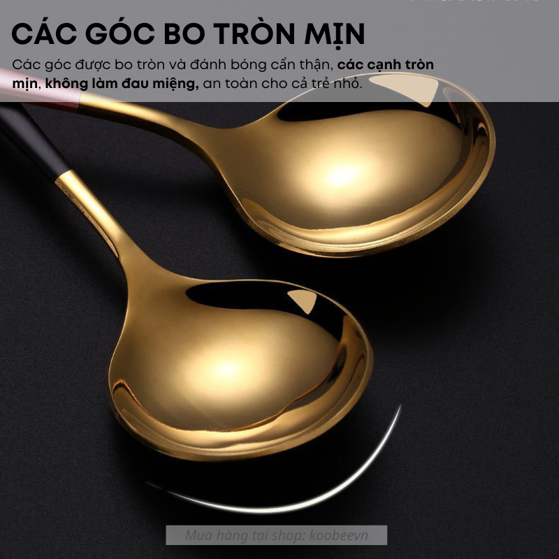 Muỗng Thìa Inox 304 Miệng Tròn Mạ Vàng Bạc Nhiều Màu Sang Trọng Ăn Cơm Súp Món Tráng Miệng Cao Cấp | 0170