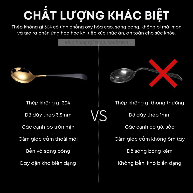 Muỗng Thìa Inox 304 Miệng Tròn Mạ Vàng Bạc Nhiều Màu Sang Trọng Ăn Cơm Súp Món Tráng Miệng Cao Cấp | 0170