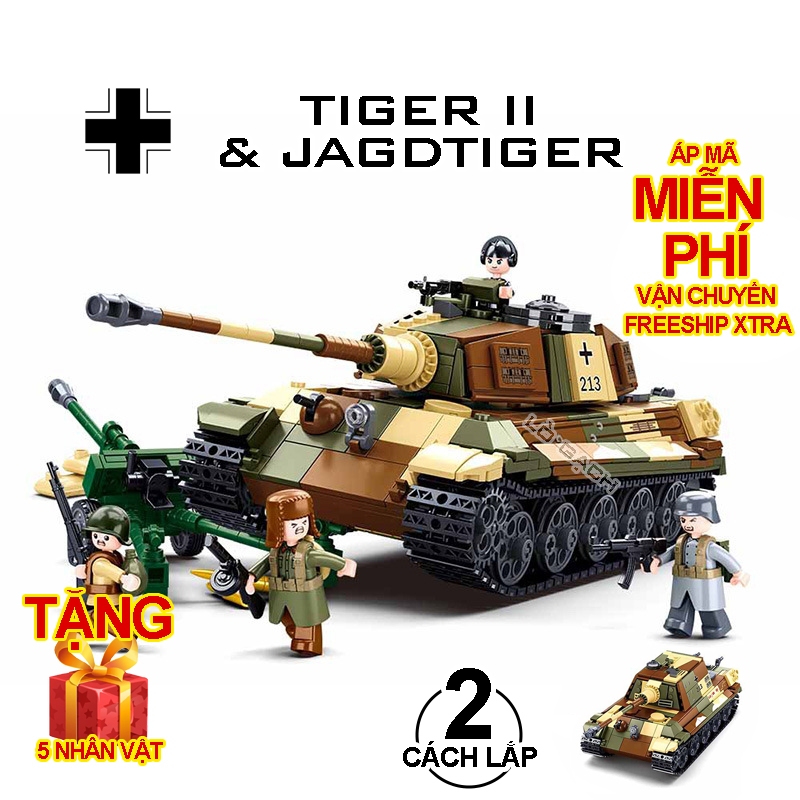 Bộ xếp hình xe tăng 2 trong 1 Xe tăng hạng nặng Tiger 2 Königstiger ...