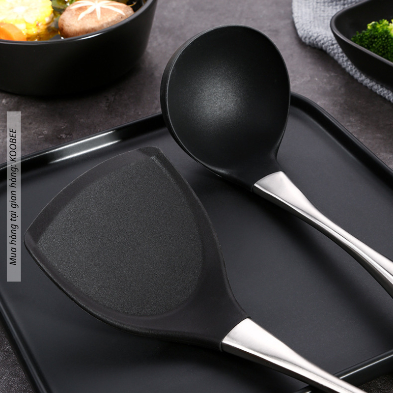 Bộ Muôi Múc Canh và Xẻng Nấu Ăn Silicon KOOBEE Chống Dính, Chịu Nhiệt Cao – Xào, Đảo, Lật Thức Ăn Không Trầy Chảo (NB70)