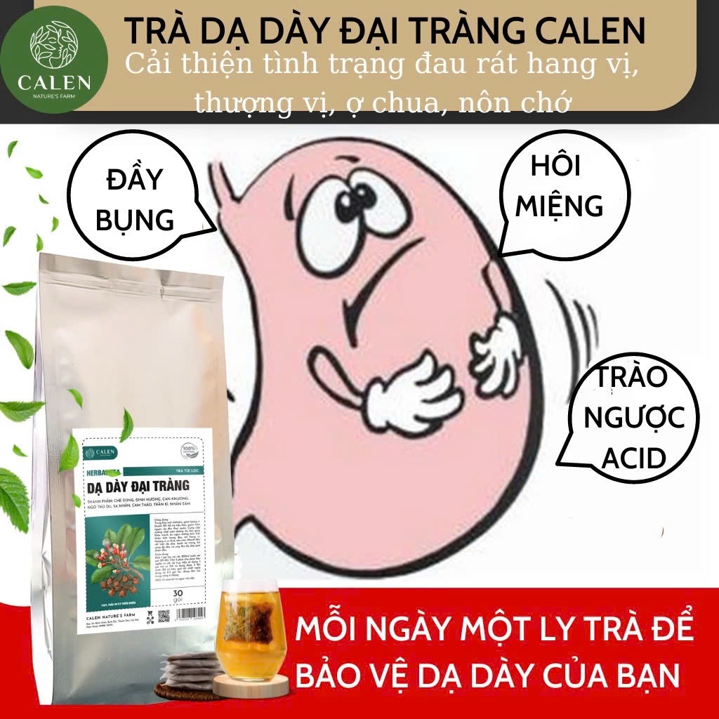 Trà dạ dày đại tràng Calen chống trào ngực, ợ hơi, ợ chua, ngừa vllêm lóe.ttt, vi khuẩn HP đau thượng vị bịch 30 túi lọc