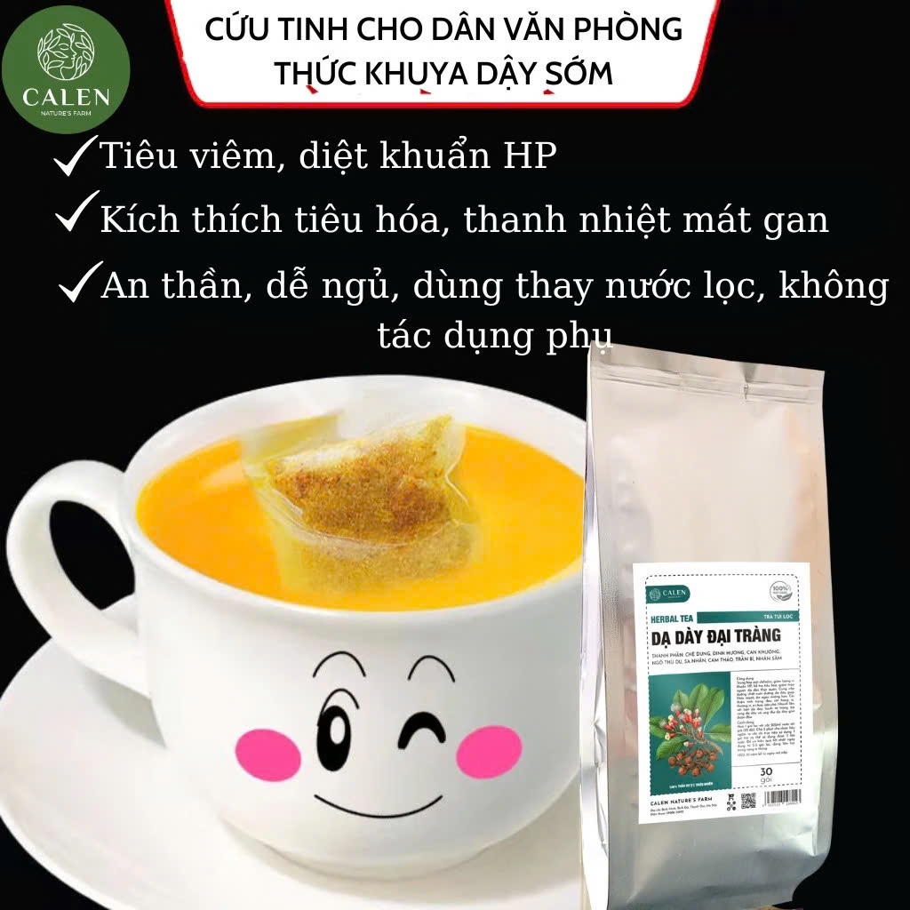 Trà dạ dày đại tràng Calen chống trào ngực, ợ hơi, ợ chua, ngừa vllêm lóe.ttt, vi khuẩn HP đau thượng vị bịch 30 túi lọc