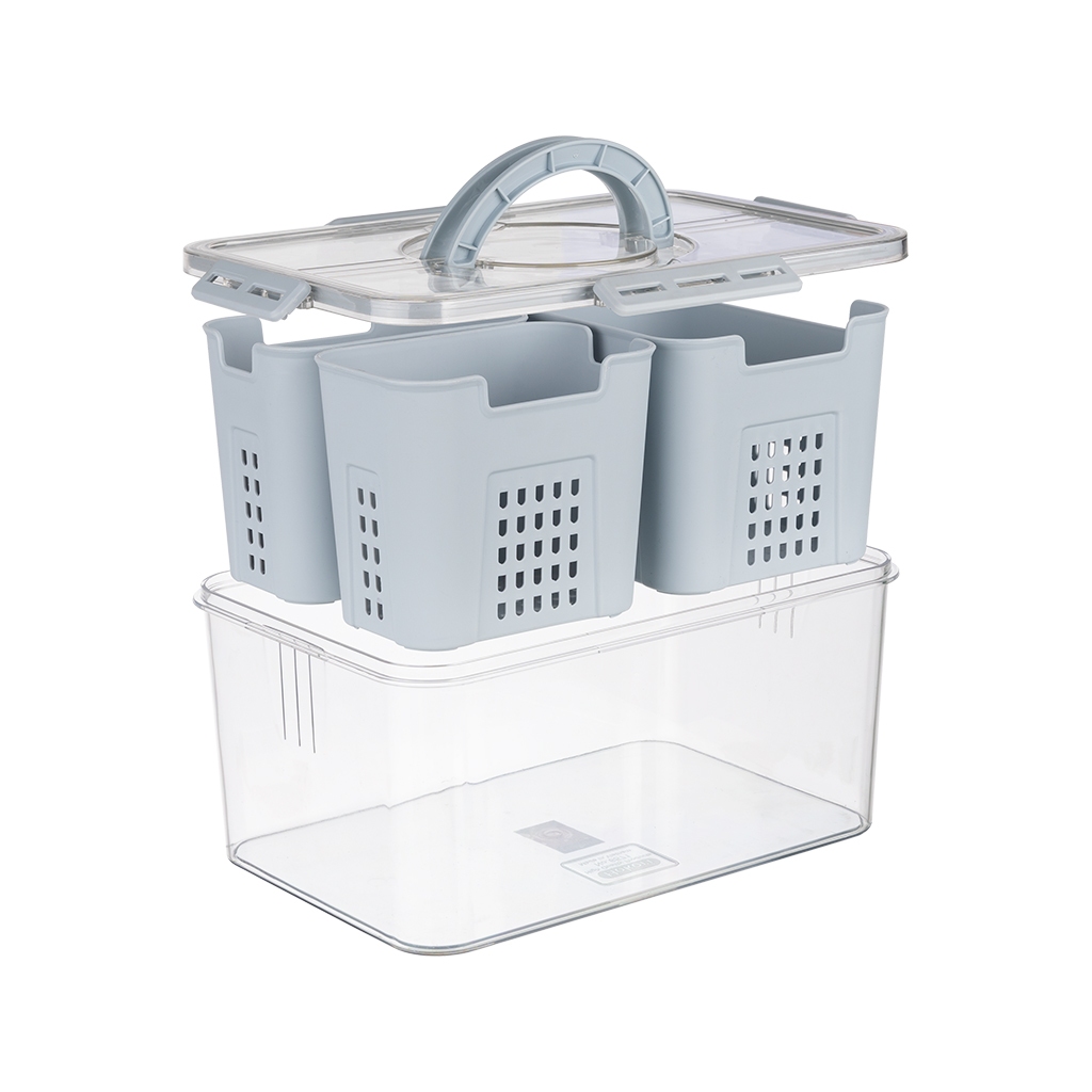 Hộp Đựng Thực Phẩm Chia 3 Ngăn Có Quai Sách dung tích 7,3L Chính Hãng Việt Nhật (Ms6571)